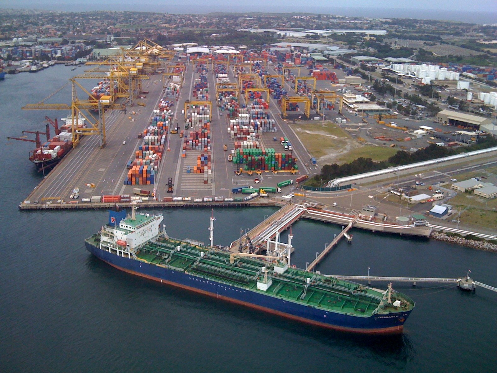 Aerial view of the container port at Port Botany, Sydney