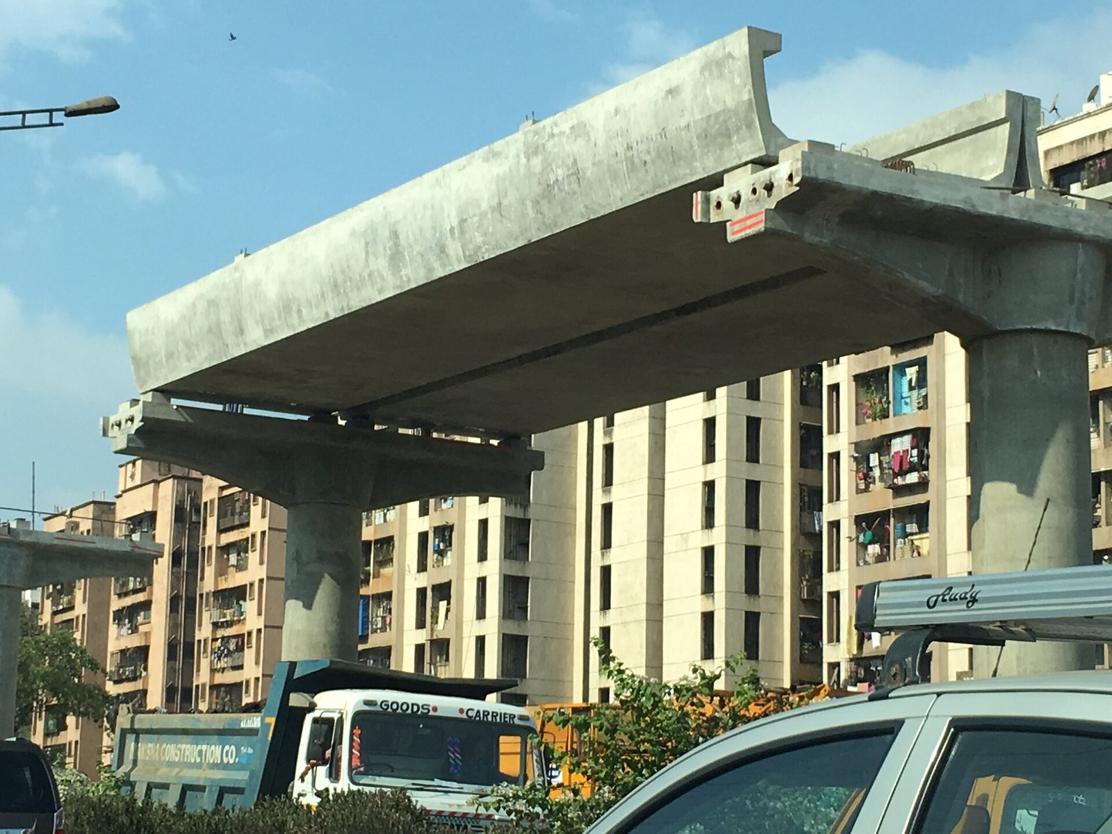 Elevated metro viaduct under construction in Mumbai