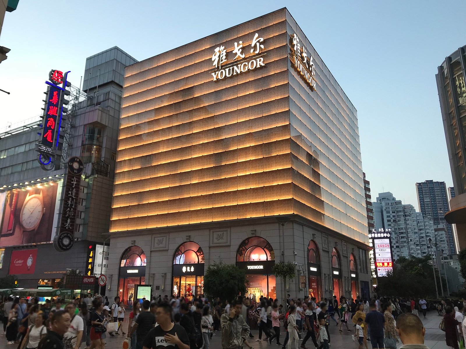 Shoppers on Nanjing Road pedestrian shopping street in Shanghai