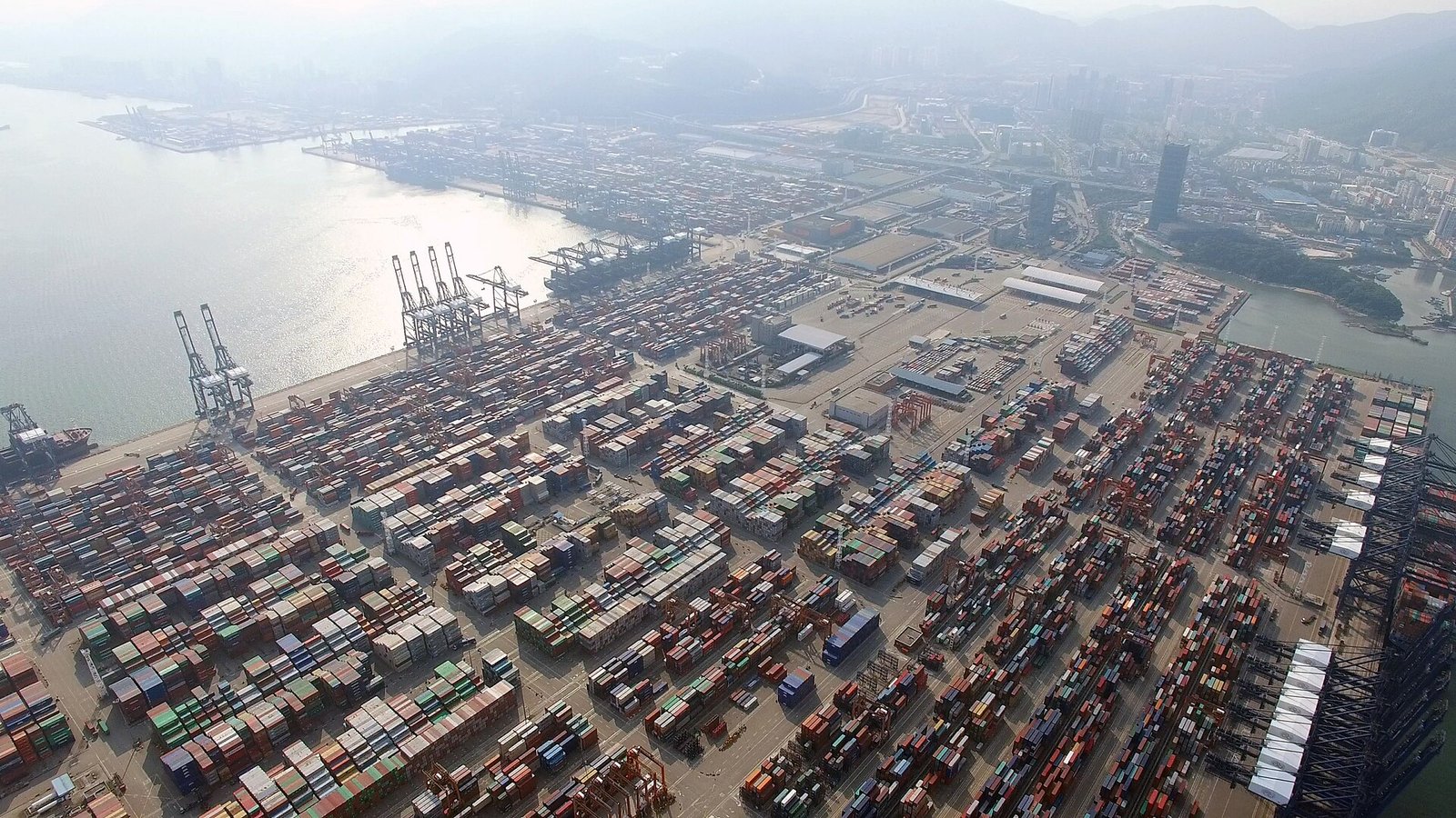 Aerial view of the Yantian container port in Shenzhen, China